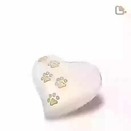 White Paw Print Medium Heart